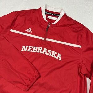 Nebraska Cornhuskers Jacket‎ Mens Large Red NCAA Football Adidas Quarter Zip